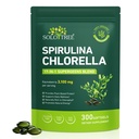 Organic Spirulina Chlorella Capsules,17-in-1 Supergeens Blend,Rich in Vegan Protein & Chlorophyll,Immune Support,Non-GMO and Gluten Free Supplement,300 Softgels