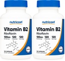 Nutricost Vitamin B2 (Riboflavin) 100mg, 120 Capsules - Gluten Free and Non-GMO (Pack of 2)