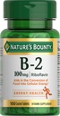 Nature's Bounty Vitamin B, B-2 Vitamin 100mg as Riboflavin Supplement, Aids Energy Metabolism, 100 Vegetarian Coated Tablets, 100 Day Supply
