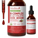 Methylated B Complex - 5000 mcg Methylcobalamin B12 & 5-MTHF Folate 1000 mcg - Vitamin B Complex Liquid Drops with B3, B6, Beetroot, Hawthorn - Energy, Focus, Heart & Brain, Sugar-Free, 2 Fl Oz