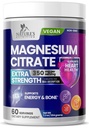 Magnesium Citrate Supplement - Magnesium Citrate Powder Drink Mix Unflavored - Mag Citrate & Aquamin Supplements for Bone, Heart & Muscle Support, Sugar Free, Gluten Free, Vegan - 60 Servings