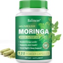 Moringa Powder Capsules, Pure Moringa Leaf Natural Green Antioxidant Superfood, High Potency Nutrient for Energy, Skin Health, Gut Health Supports, 120 Vegan Capsules