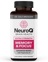 NeuroQ Memory & Focus Extra Strength - Boosts Cognitive Performance & Brain Function - Supports Neuroprotection & Concentration - Huperzine A, Gotu Kola, Ginkgo, Coffee Fruit & Propolis - 60 Capsules