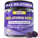 Antioxidant & Brain Support Melatonin 60mg 30mg for 50+ Adults | High Dose Melatonin for Anti-Aging & Immune | Extra Strength Melatonin Gummies with B6, Ashwagandha, Magnesium, MSM - 60 Gummies