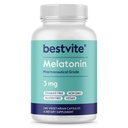BESTVITE Melatonin 3mg (240 Vegetarian Capsules) - No Crospovidone - No Dextrose - No Dicalcium Phosphate - No Stearates - Vegan - Non GMO - Gluten Free - Easy to Swallow Capsule