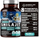 Puro Himalayan Shilajit para Mujer y Hombre [50% de ácido Fulvic] Mejor que Resin con Ashwagandha, Ginseng, Turmeric, Gingko Biloba, Stinging Nettle, Cordyceps para apoyar la energía y la inmunidad, 60Caps