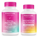 Pink Stork Total Postnatal Vitamins for Women and Magnesium Glycinate for Women - Postpartum Essentials for Mood Support