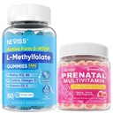 NEVISS 1 Pack Prenatal Vitamins for Women Multivitamin Gummies + 2Pack L Methylfolate Gummies