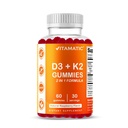 Vitamatic Vitamin D3 + K2 Gummies – 60 Count | Supports Bone, Heart & Immune Health – Promotes Calcium Absorption – Plant-Based, Non-GMO, Gluten-Free