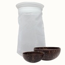 Premium Kava Strainer Bag with 2 Traditional Coconut Shell Cups - Reusable Kava Accessories Bundle - 3 Items