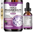 Liquid Magnesium Glycinate Supplement 1000mg, Calm Magnesium Citrate, Taurate Drops with Omega 3, Zinc, Ashwagandha, L-Theanine, Chamomile for Sleep, Mood, Stress Relief, Bone, Muscle, Grape Flavor