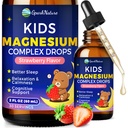 Kids Magnesium Liquid Drops - Magnesium Glycinate Liquid for Kids, Magnesium Supplement with L-theanine, Omega-3, D3 for Sleep, Calm, Relaxation, Brain & Bone Support - Strawberry Flavor 2FL Oz