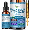 Pure Magnesium Glycinate Drops | High Absorption Liquid Magnesium Glycinate 400mg Support Sleep,Nerve & Bone Health | Magnesium Bisglycinate Chelate for Women & Men | Vegan,Non-GMO,Fast-Acting Formula