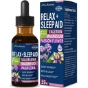 Valerian Root Sleep Aid Drops, Gotas de Glicinato y Citrato de Magnesio, Pasiflora y Valeriana para Dormir Profundamente adulto, Magnesium Citrate & Passionflower Extract Liquid Tincture.2oz