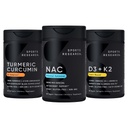 Sports Research Vitamin D3 K2 with Coconut Oil, Turmeric Curcumin C3 Complex Softgels with Bioperine Black Pepper Extract & Organic Coconut Oil and N-Acetyl L-Cysteine (NAC) 600mg Veggie Capsules