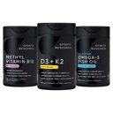 Sports Research® Multivitamin Pack - Vitamin D3 + K2 w/Coconut Oil 5000iu + Vitamin B12 as Methylcobalamin 5000mcg + Omega-3 Fish Oil 1250
