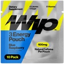 Wip Energy Pouches, Travel Packs, Sugar Free, 100mg Natural Caffeine, B Vitamins, Minerals, L-Theanine, Energy Support, 10 Packs 3 Pouches Each (Blue Raspberry)