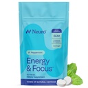 Neuro Energy & Focus Gum, Extra Strength - 100mg Natural Caffeine Gum & Nootropic Energy Supplement with L-Theanine & B Vitamins - Sugar Free, Vegan - Peppermint, 90ct