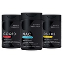 Sports Research® Antioxidant Support Pack - N-Acetyl L-Cysteine (NAC) 600mg, CoQ10 100mg Enhanced w/Coconut Oil & Bioperine, and Vegan Vitamin D3 5000iu & Mk7 Vitamin K2