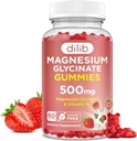 Magnesio Glycinate Gummies 500mg - Suplemento Magnesio con Vitamina B6 para Adultos &amp; Magnesio para Niños - Magnesio calma para dormir, orina, Muscle Support - Sabor de fresa, 60 Gummies