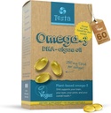 Testa Omega 3 Suplemento - 250mg DHA de Algae Oil - Vegan Omega 3 - Apoya Cerebro, Ojo &amp; Salud Conjunta - No de Pescado, Pure Algae Capsules - Dos meses de suministro