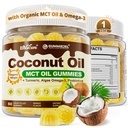 MCT Oil & Coconut Oil Gummies + Omega-3 (DHA/EPA), Turmeric, Ginger & Probiotics - Virgin Coconut Oil, Optimized C8 & C10 for Ketosis, Brain, Body Fuel & Digestion, Sugar-Free, 60 Cts
