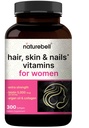 NatureBell Hair, Skin & Nails* Vitamins for Women – 5000mcg Biotin, Collagen, Keratin, Hyaluronic Acid, Argan Oil & B‑Complex – 21‑in‑1 Formula with MCT Oil, 300 Softgels (100 Days Supply)