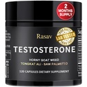 Rasav Horny Goat Weed and Tongkat Ali Supplement for Men, Testosterone Booster Supplement for Men, Male Enhancing Supplements, Supports Muscle Growth, Strength, Energy and Stamina, 120 Capsules