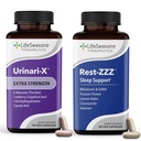 LifeSeasons Urinari-X Extra Strength + Rest-ZZZ Sleep Support Bundle – Urinary Tract & Bladder Comfort, Fall Asleep & Stay Asleep Naturally – D-Mannose, Cranberry, Chamomile- 90 Capsules & 60 Capsules