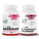 Plantvital Bundle Power Duo: Berberine 500mg-120 Capsules for Immunity & Cardio Health and D Mannose with Cranberry 1000mg-120 Capsules for Urinary Tract Support -Vegan, Non-GMO.
