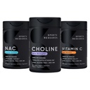 Sports Research® Liver Support Pack - Extra Strength Choline 800 mg + N-Acetyl L-Cysteine (NAC) 600mg + Vitamin C 1000mg