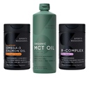 Sports Research® Supplements Pack - Omega 3 Salmon Oil + Organic MCT Oil + Vitamin B-Complex
