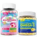 Vegan Omega-3 Gummies 1000mg + CoQ10 + Magnesium + Organic Toddler Multivitamin Gummies + Omega-3 (DHA/EPA) 2pack