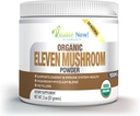 Organic 11 Mushroom Powder - USDA Certified - Lion's Mane, Reishi, Cordyceps, Maitake, Shiitake, Turquía Tail, Chaga, Zhuling, Wood Ear, Poria Cocos, Hime-Matsutake - Immunity & Energy, No filler