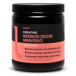LEGION Micronized Creatine Monohydrate Supplement - Clean Creatine Powder for Muscle Gain & Post Workout Recovery - Micronized Creatine Supplement for Maximum Absorption (60 Servings, Unflavored)