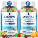 Creatine Gummies for Men & Women - Creatine Monohydrate Gummies 5g, Muscle Builder, Energy Boost & Pre-Workout Supplement, Low Sugar Taurine Chewable Gummy 2 Pack