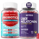 NEVISS Melatonin Gummies 10mg + Sugar Free Probiotics Gummies