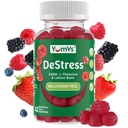 YumV's De-Stress Gummies with GABA, L-Theanine and Lemon Balm - Mixed Berry Flavor - Calming Gummies for Adults and Teens - Gluten Free Non-GMO Vegetarian Mood Support Relax Supplement (42 Count)