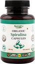 USDA Organic Spirulina Capsules - 100% Pure Vegan Supplement, Non-GMO, Gluten-Free, Chemical-Free, (120)