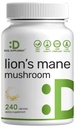 Lions Mane Mushroom Supplement, 240* Capsules – Active Fruiting Body & Mycelium Extract – Natural Brain Nootropic & Immune System Booster – Non-GMO