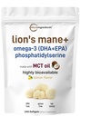 Micro Ingredients Lions Mane+ with Omega-3 EPA DHA & Phosphatidylserine – 240 Softgels with MCT Oil for Better Absorption – Fruiting Body & Mycelium Superfood Mushroom Extract – Lemon Flavored