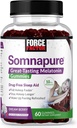 FORCE FACTOR Somnapure Gummies with Melatonin 10 mg for Adults, Non-Habit-Forming, Natural Sleep Aid for Deep Sleep, Stay Asleep Longer, Wake Up Refreshed, Dream Berry Flavor, 60 Conde (Pack of 1)