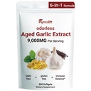 Aged Garlic Extract - 9000mg Odorless, Heart & Immune Support Herbal Formula with Vitamin D, Zinc, Oregano & Olive Leaf, High Potency Antioxidant Supplement, 300 Softgels