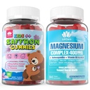 LILICARE 2 Pack Saffron Gummies for Kids & Teens + 2 Pack Magnesium Complex Gummies for Women Men 400mg