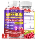 Saffron Supplements Gummies for Kids Adult, Max Dose 88.5 mg with Magnesium, Saffron Extract with B6, Rhodiola, Rosemary, Ashwagandha, Passion Flower, for Mood, Focus, Energy, Sugar-Free, 60 Servings