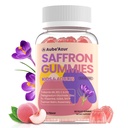 Aube'Azur Saffron Gummies for Kids, 15-in-1 Saffron Supplements for Kids, with B6, B12, C, D3, Magnesium Glycinate, Zinc for Nerve, Rest, Focus, Sugar Free, Vegan, Non- GMO, Peach Flavor, 60 Count