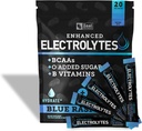 Enhanced Electrolyte Powder Stick Packs (Blue Raspberry tención 20 Packets) w / 0 Sugar +BCAAs +B-Vitamins Electrolyte Suplemento w Potassium Zinc &amp; Magnesium for Hydration - Keto Electrolytes