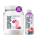 Isopure Clear Whey Isolate Mixed Berry Protein Powder 16 Servings + 1 Bottle of Clear Protein Water with Electrolytes, 15g Whey Protein Isolate, Zero Sugar, Mixed Berry, 20 fl oz Bottle