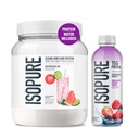 Isopure Clear Whey Isolate Watermelon Lime Protein Powder 16 Servings + 1 Bottle of Clear Protein Water with Electrolytes, 15g Whey Protein Isolate, Zero Sugar, Mixed Berry, 20 fl oz Bottle
