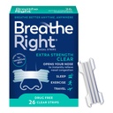 Breathe Right Nasal Strips | Extra Strength | Clear Nasal Strips | For Sensitive Skin | Help Stop Snoring | Drug-Free Snoring Solution & Nasal Congestion Relief Caused by Colds & Allergies | 26 Count
